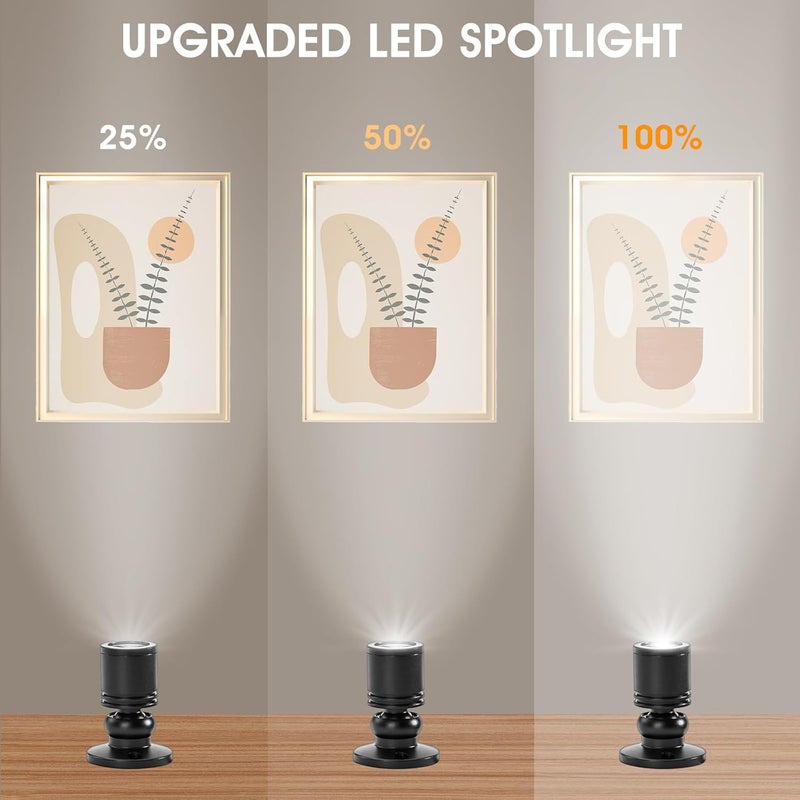 DEDC 6Pcs Led Mini Spot Light, Indoor Picture Lights, 1.5W 12V 6000K Art Light, Accent Up Lights with Wireless RF Dimmer, Closet Spotlight for Plants Jewelry Showcase Model Display Shelves - Image 5